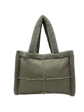 Like Dreams Grey Everyday Faux Leather Sherpa Tote Bag